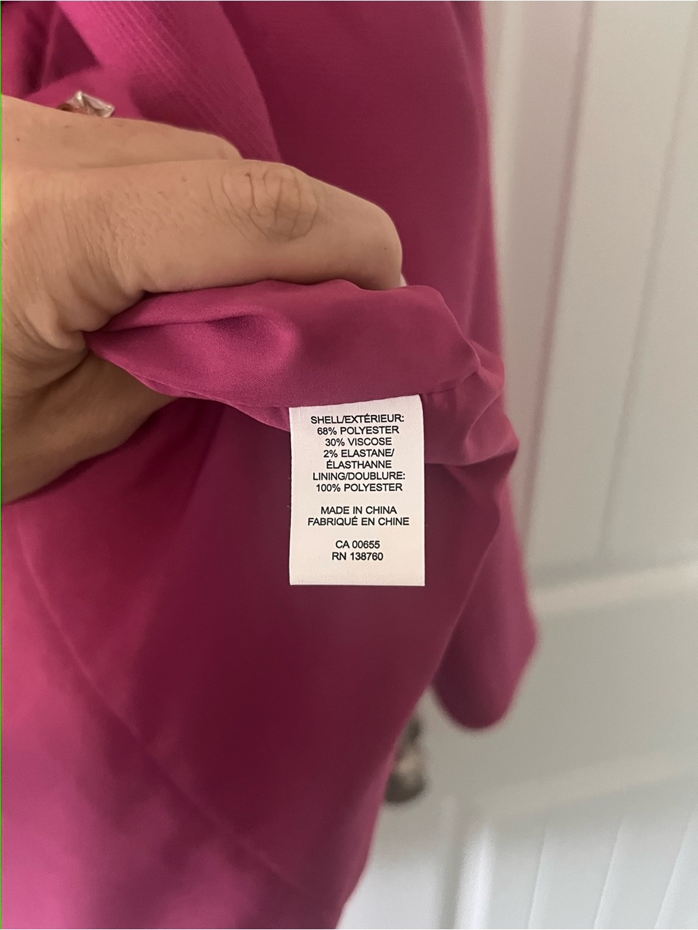 RW& CO. Tailored Single-Button Fuchsia Blazer Pea Coat Jacket - Picture 5 of 8